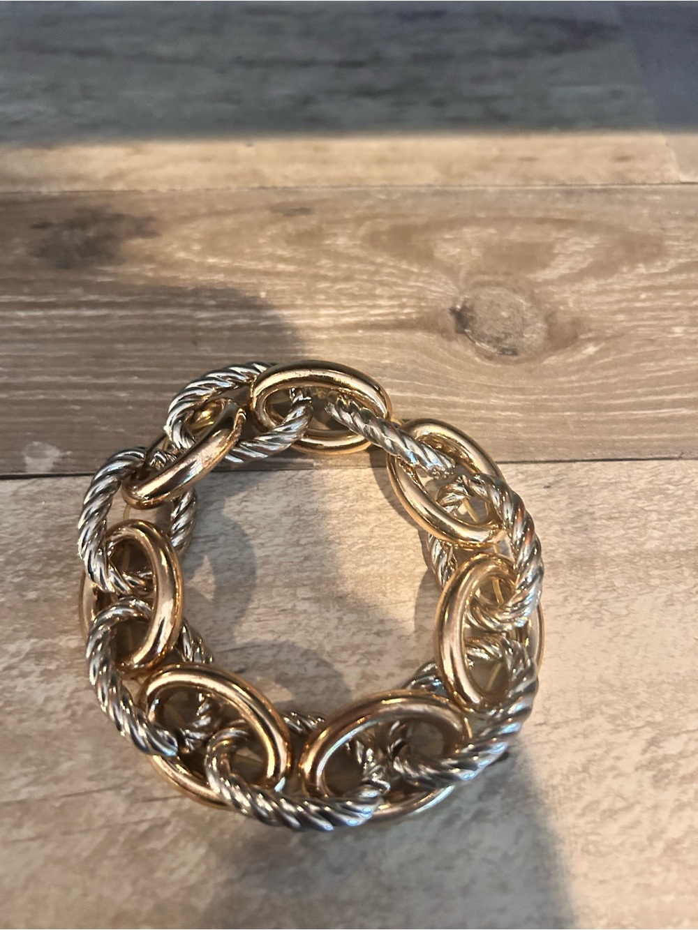 Two-Tone Gold and Silver Chain Link Bracelet